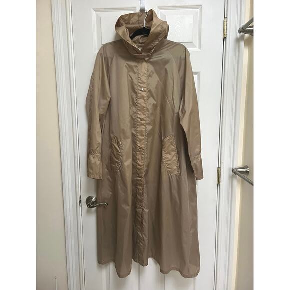 Vintage Aqua Sheen Long Lightweight Hooded Summer Rain Coat - Picture 1 of 12